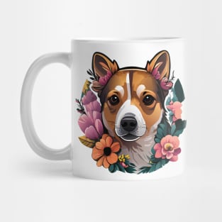 Dog With Flowers Mug